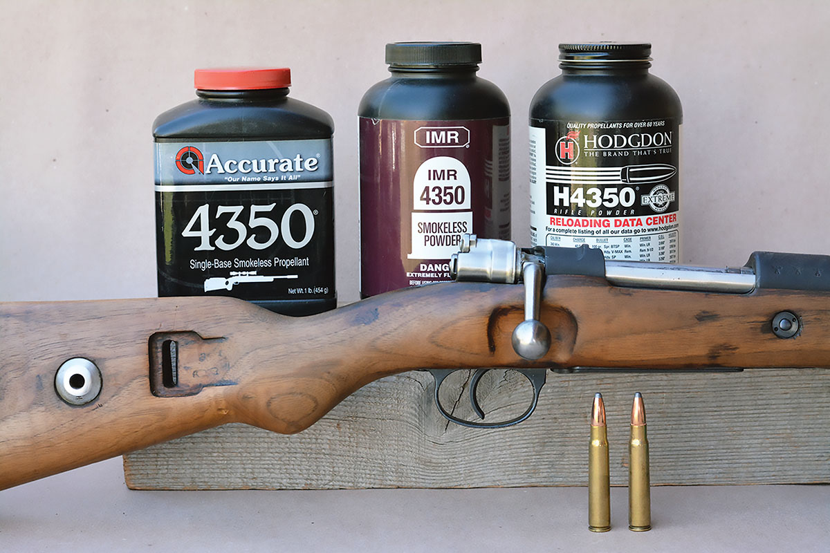 Powders that perform well in the 30-06 such as Accurate 4350, IMR-4350 and Hodgdon H-4350 are also excellent choices for  the 8mm Mauser.